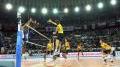 Murilo of Brazil spikes in the Volleyball Worlds final